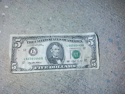 Series 1993 $5 FRN Star Note L00957910* five dollar bill - Image 1 of 2