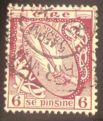 Irlanda 1922 6d Espada Roja de Luz Sello Usado Éire Diseño Gaélico SC# 69 Foto 1 de 2