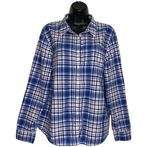 Camisa LL Bean para mujer XL abotonada azul rojo blanco a cuadros algodón preppy Cabincore - Imagen 1 de 9