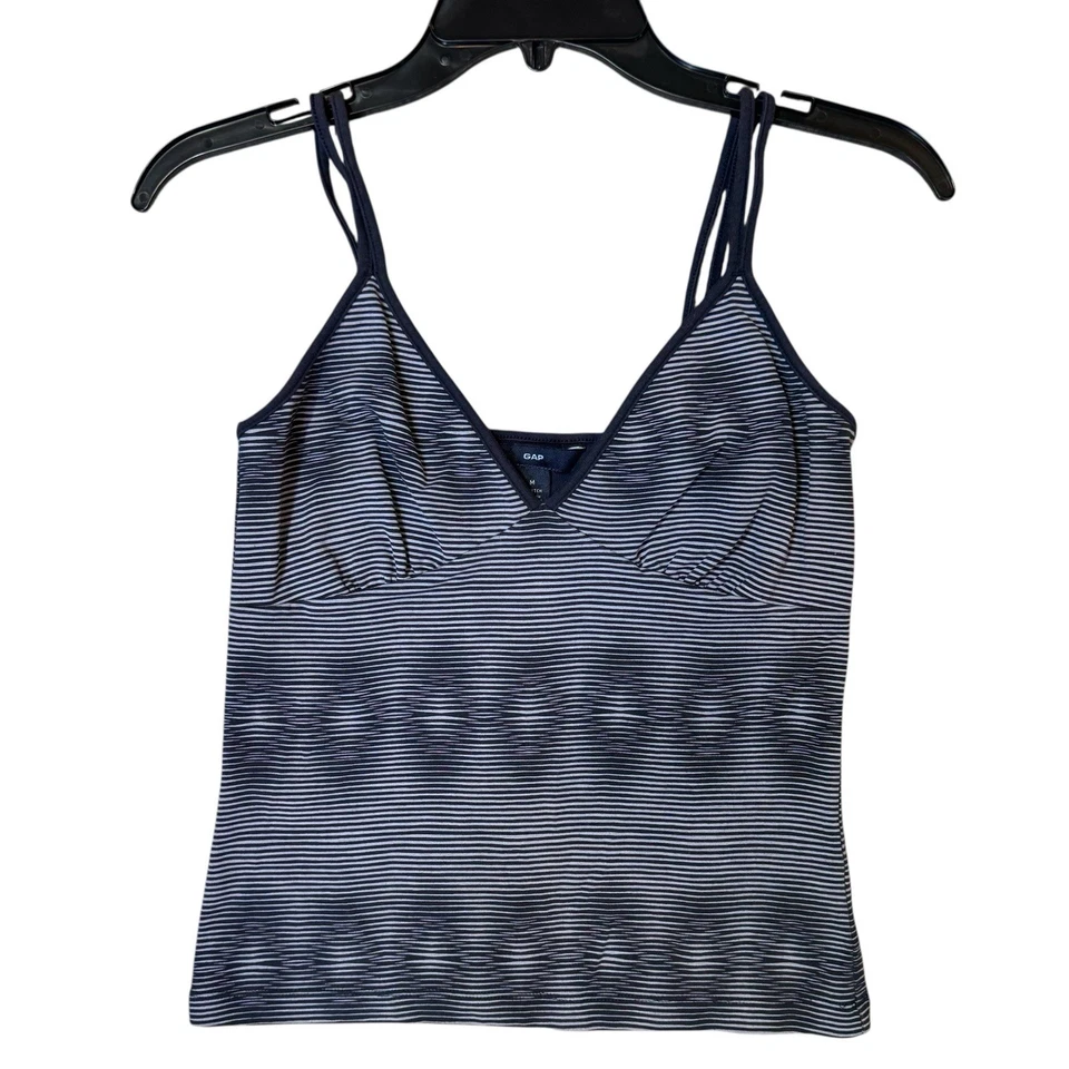 Vintage GAP Babydoll Tank Top Size M Blue Stripe Fairy Preppy Y2K Fitted Stretch - Image 1 of 4