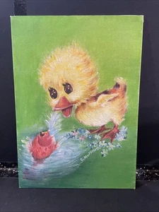 Original Pastel Painting Duckling with Goldfish 10"x14" - Picture 1 of 7