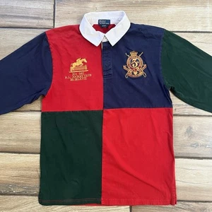 Polo Ralph Lauren Boy's Colorblock Polo Rugby Jockey Club Embroidered Shirt SzXL - Picture 1 of 12