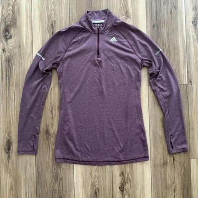 Camiseta Adidas Climalite Running Cuarto Cremallera - Granate Brezo - Talla L Foto 1 de 4