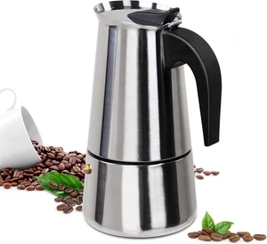 2 Tassen Mokkakanne Edelstahl 100 ml Italienisch Espresso Kaffeemaschine Herdplatte Kaffee - Bild 1 von 2