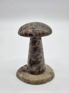 Petoskey Stein poliert Pilz Skulptur mit Petoskey Steinsockel 3" hoch - Bild 1 von 14