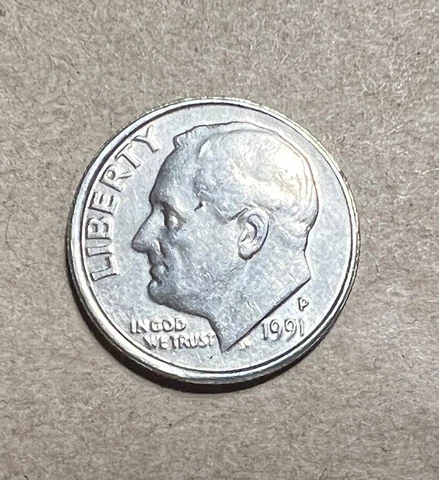 1991 P Roosevelt Dime Off Center Double Strike /DDO Mint Error Coin Rare Cover