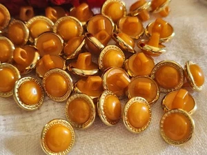 Lot 18 boutons fond d'atelier marron orange pied petits doré 1,1 cm ref 2253 - Picture 1 of 3