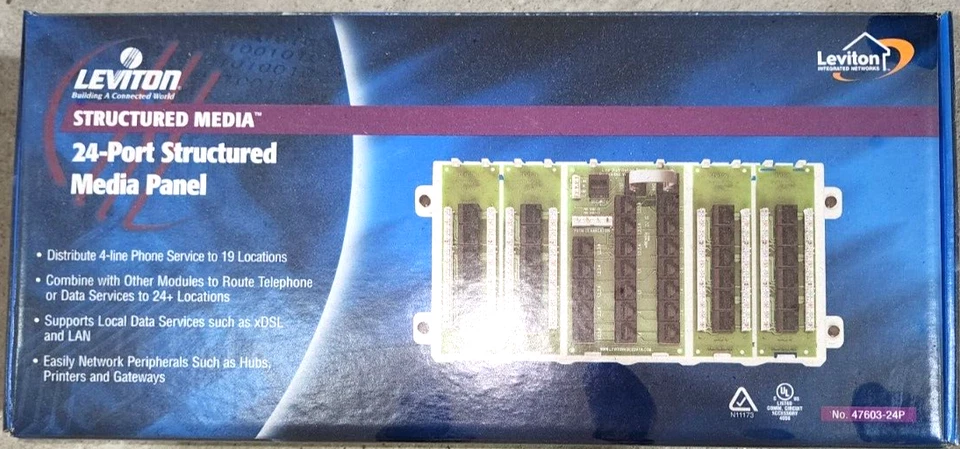 LEVITON 47603-24P 24 PORT STRUCTURED MEDIA PANEL - Image 1 of 1
