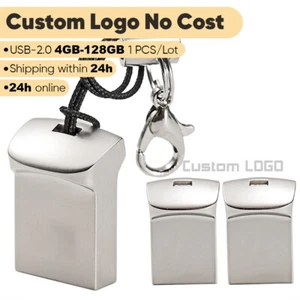 128GB-64GB USB 2.0 Metall Mini Flash Drive kostenlos individuelles Logo echte Kapazität silber - Bild 1 von 8
