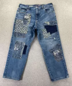 Pilcro The Borrowed Patchwork Boyfriend Jeans Stretch Distressed Size 32 (34x26) - Picture 1 of 13