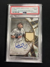 2022 Topps Diamond Icons ICHIRO SUZUKI AUTO GOLD GAME USED BAT /10 PSA 9 Pop 1