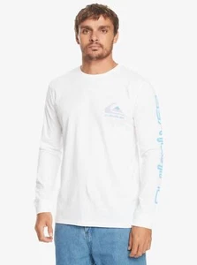 Quiksilver Tshirt Long Sleeve Cotton Crew Neck Omni Logo white - Picture 1 of 2