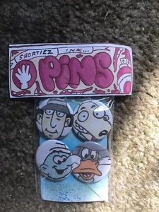 4 Pack Hand Made 1.5" Button Pins Shortiez Ink  In Package Smurf Gadget 90s - Picture 1 of 1
