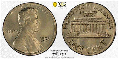 1970 1C STRUCK ON CLAD 10C PLANT PCGS GOLD SHIELD MS 64 ERROR COIN - Image 1 of 3