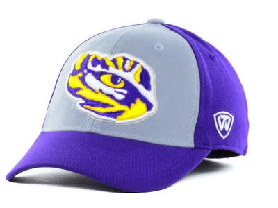 LSU TIGERS Logo Ojo de Tigre Púrpura Gris Flex Fit Sombrero Gorra Talla L/XL Foto 1 de 4