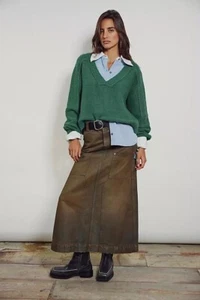 Free People We The Free Harmonica Coated Denim Maxi Skirt Size 30 - Picture 1 of 9