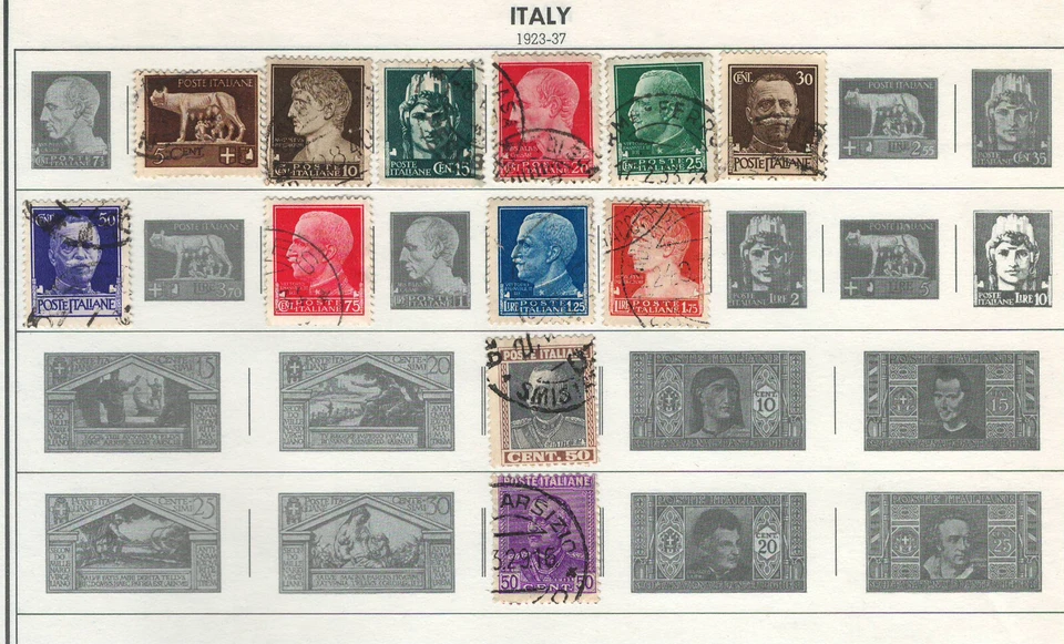 ITALY 1923-1937  Very Fine  & Fine Used Stamps Hinged on List - Image 1 of 1