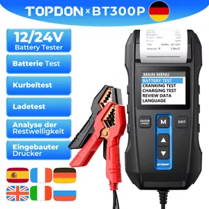 TOPDON BT300P Auto Batterietester Testgerät Prüfer mit Eingebaut Drucker 12V/24V - Bild 1 von 12