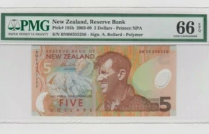 2003 -09 New Zealand 5 Dollars PMG66 EPQ GEM UNC @ P-185b ‘Polymer‘ - Picture 1 of 2