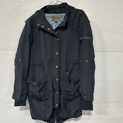 Abrigo para mujer Brooklyn Industries de longitud media negro con capucha Foto 1 de 4