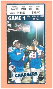 Freddie Jones 1st NFL Game 1997 Ticket San Diego Chargers @ New England Patriots - Bild 1 von 2