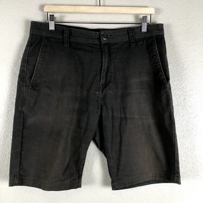 Volcom Shorts Mens 33 X 11 Grey True to This Flat Front Chino Logo Pockets Zip - Image 1 of 4
