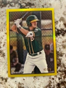 2019 BOWMAN HERITAGE YELLOW CHROME REFRACTOR CARD /75 ATHLETICS AUSTIN BECK