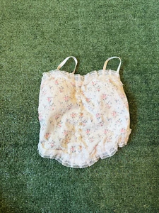 Womens Cute Floral Lace Ruffle Crop Top Cottage Core cami Tank Sz S SEE DESC - Picture 1 of 6