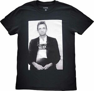 Men's Cash Johnny Cash Mug Shot Black Vintage Retro 50s 60s 70s T-Shirt Tee New