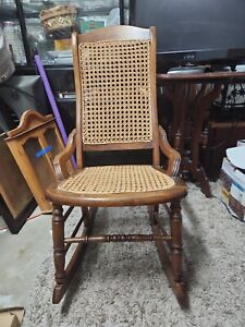 Antique Cane Victorian Lady Rocking Chair