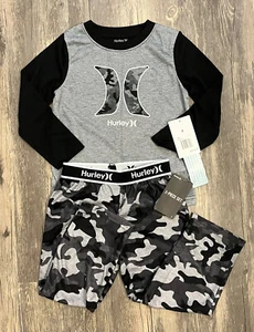 Hurley Boys Black Gray Camo 2-Piece Pants Shirt PJ Set - Size 4 NWT - Picture 1 of 11