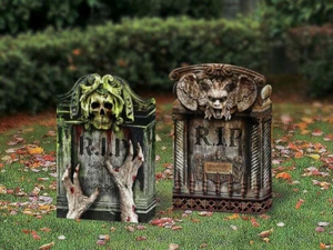 Juego de 2 decoraciones de lápida fotorrealistas cementerio patio de Halloween - Imagen 1 de 3