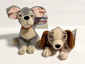 Lady & The Tramp 8" Bean Bag Peluche Disney Store Cane Vintage Lotto X 2 - Foto 1 di 9