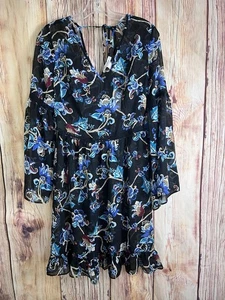 White House Black Market Bell Sleeve Printed Dress  Women's Size 6 Onyx Blue NWT - Picture 1 of 11