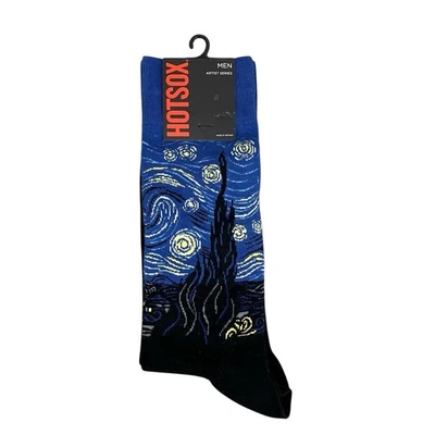 Hot Sox 全新 男式 1 双装 连衣裙 棉 船袜 星空夜鞋 6-12 — 第 1/4 张图片