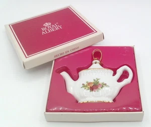 Vintage 1998 Royal Albert Fine China Teapot Shaped Flat Ornament - Picture 1 of 4