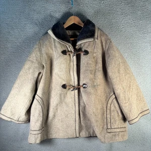 Vintage Sears Fashion Wool Dufflecoat Toggle Button Jacket Tan Wool XL 60s - Bild 1 von 8