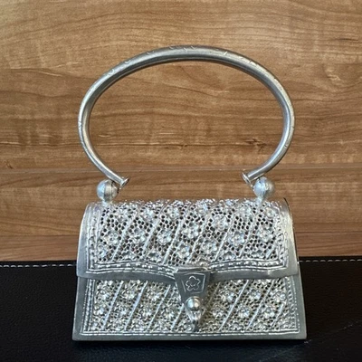 STERLING SILVER 925 PURSE HANDBAG FLORAL ANTIQUE 229g (8 oz) - Image 1 of 4