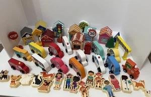 Target Bullseye Wooden Blocks, Car, People, And Animal Set - Picture 1 of 7