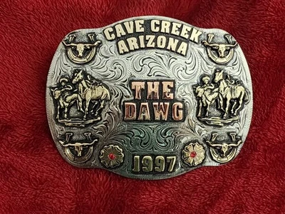 Rodeo Bulldogging☆1997☆X~Treme☆Cave Creek Arizona☆Hebilla Trofeo Campeón☆Rara☆58 Foto 1 de 4