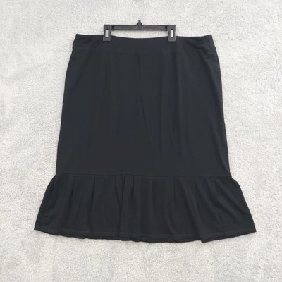 J Jill Skirt Women's XL Black Midi Ruffle Wearever Collection Flowy Pull On  - Image 1 of 4