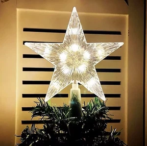 15cm Christmas Tree Top Star Light LED Glowing Star Lamp Xmas Tree Decoration - Picture 1 of 15