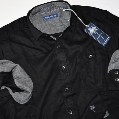 Camisa Tommy Bahama Sarga Lavada al Océano Negra Sólida Nueva LS Extra Grande XL Foto 1 de 4