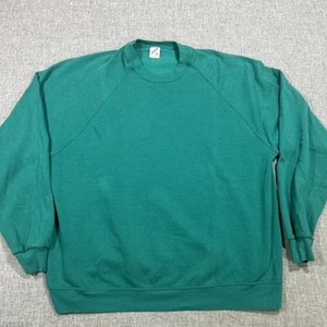 VTG Jerzees Sweater Mens 3XL Green Crew Neck Sweatshirt Blank Grunge USA 90s - Picture 1 of 10