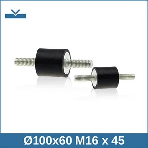 Tampone in gomma A Ø100x60 M16x45 NK 45°Shore tampone gomma-metallo Silentbloc - Foto 1 di 2