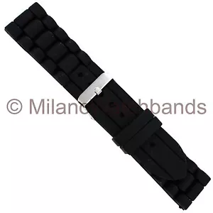 24mm Milano Trendy Black Rubber Silicone Replacement Watch Band - Picture 1 of 3