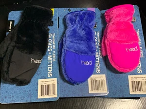 Head Jr ThermalFUR Fleece Touchscreen Mittens XXS(1-2) XS(3-4) S(5-6) Black Blue - Picture 1 of 12