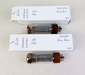 2x rura Siemens EL34 z 1959 roku / brązowa podstawa / DD-Getter / rura #AA