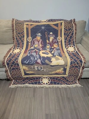 Vintage Brand New Goodwin Weavers Nativity Throw 48x68 With Original Tag - Image 1 of 4