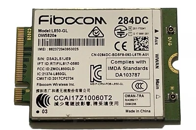 New Dell DW5820e Fibocom L850-GL LTE/WCDMA 4G WWAN Card Module 284DC - Image 1 of 2